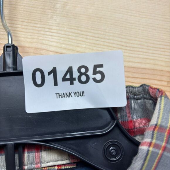 VINTAGE OshKosh Bgosh Shirt Large Gray Red Short Sleeve Button Up Work Wear - Picture 16 of 16